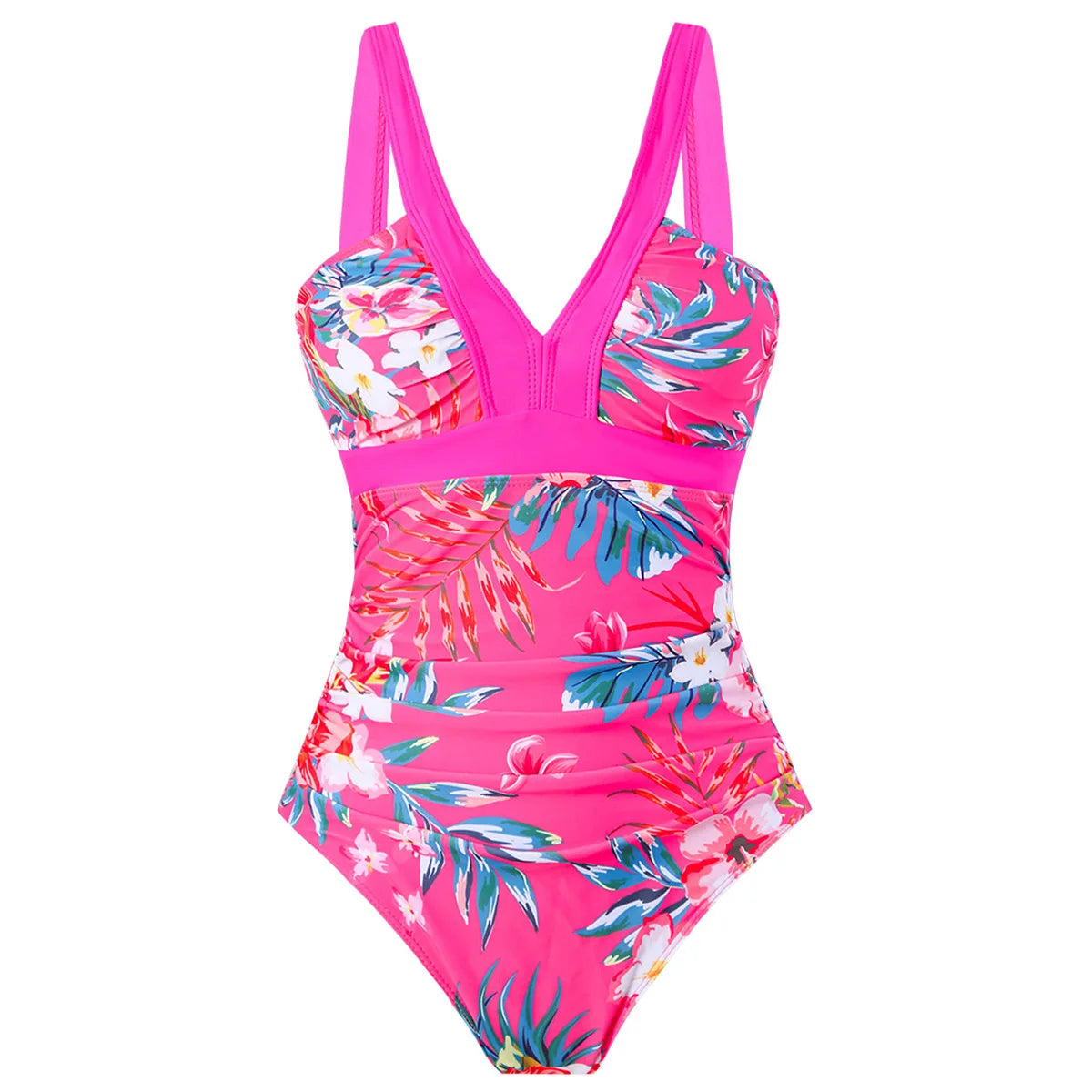 One Piece Swimsuit Women Swimwear Push Up Monokini Plunge Bathing Suit Floral Bodysuit Beach Wear Female Swimsuit