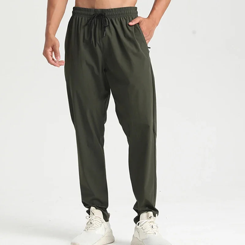 Men Gym Jogging Sport Pants Thin Loose Quick-Dry Long Exercise Clothing Zipper Pockets Training Bodybuilding Trouser Marathon