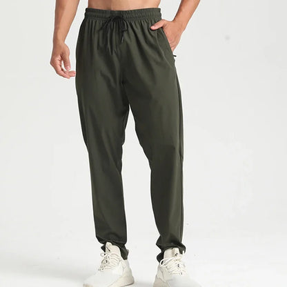 Men Gym Jogging Sport Pants Thin Loose Quick-Dry Long Exercise Clothing Zipper Pockets Training Bodybuilding Trouser Marathon