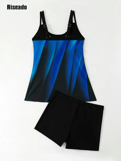 Womens Tankini Swimsuits Tummy Control Flowy Swimwear Two Piece Bathing Suits Swim Tank Top with Boyshorts