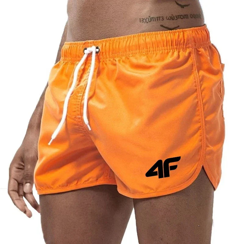 Men's Shorts Beach Trunks Summer Swim Gym Pants Quick Drying Swimming Homme Surf Ventilate Drawstring Fashion Casual Daily