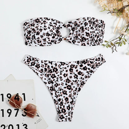 Floral Bikinis Bandeau Swimsuit for Woman Female Swimwear Women Thong Bikini Set Summer Swim Beach Wear Bathing Suits