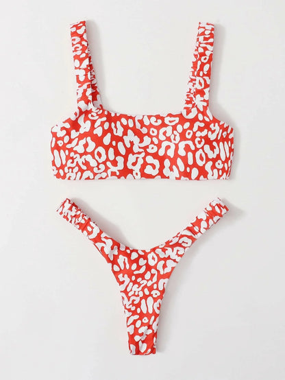 micro bikini women orange leopard print push up padded thong swimsuit female cut out bathing suit swimwear biquini
