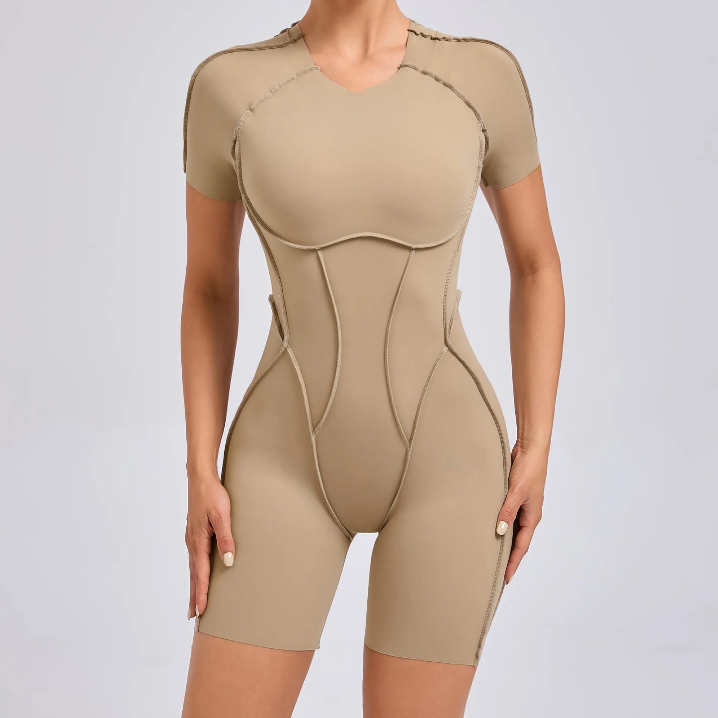 Women's One-piece chest pad Yoga Jumpsuit leggings Short sleeve Backless Slim Fit Sports Outfit High elasticity soft comfort