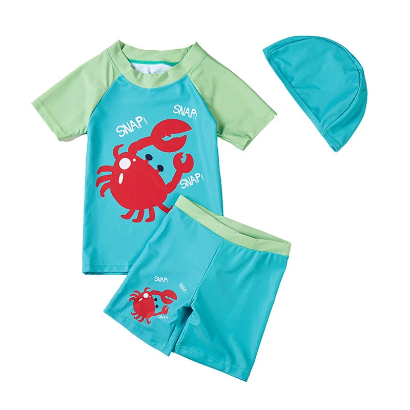 Swimsuit Boys UPF50 Baby Swimwear Shark Dinosaur UV Bathing Suit for Boy 3 Pcs Toddler Surfing Diving Suit Children's Rash Guard