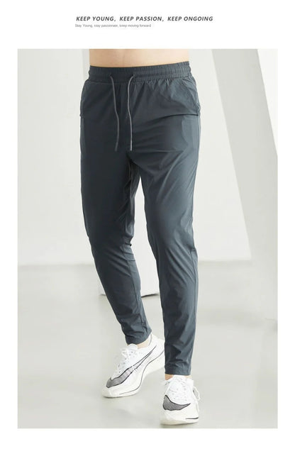 Breathable Men's Gym Pants - Athletic Ice Training Sweatpants for Summer Sports & Fitness - Outdoor Leggings, Tactile &Cooling