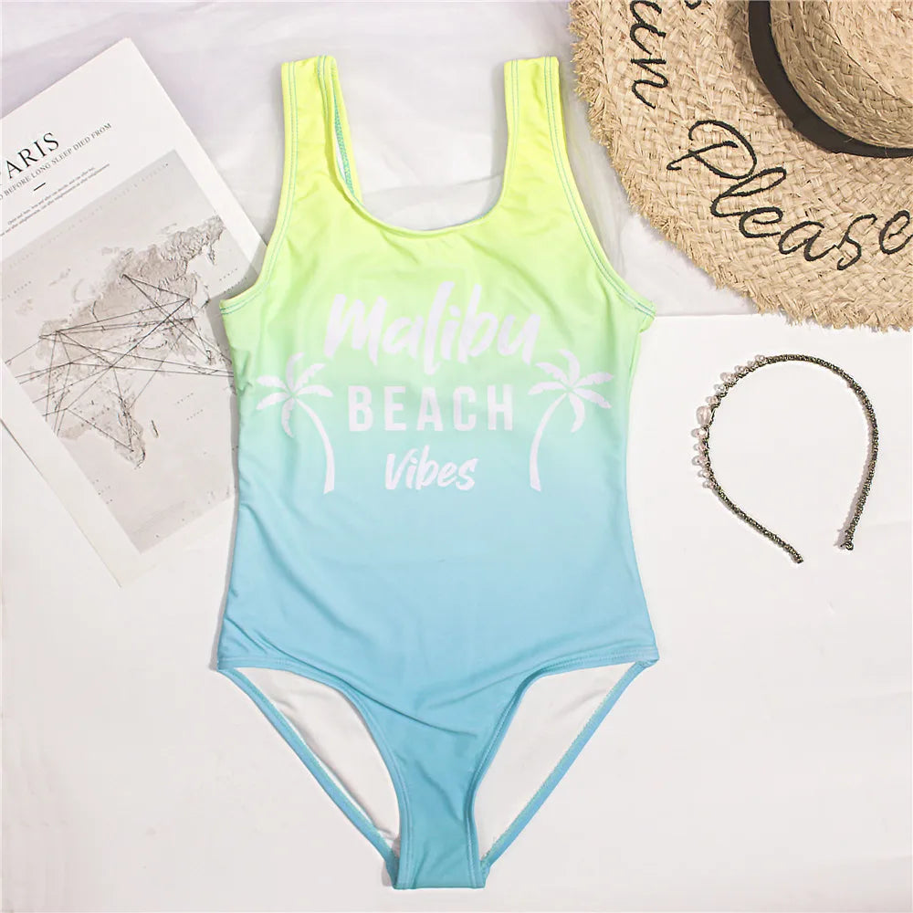 Cute Anime Printed Kids Swimwear for Girls Summer One-piece Triangle Swimsuit Fashion Cartoon Sleeveless Girls Swimwear