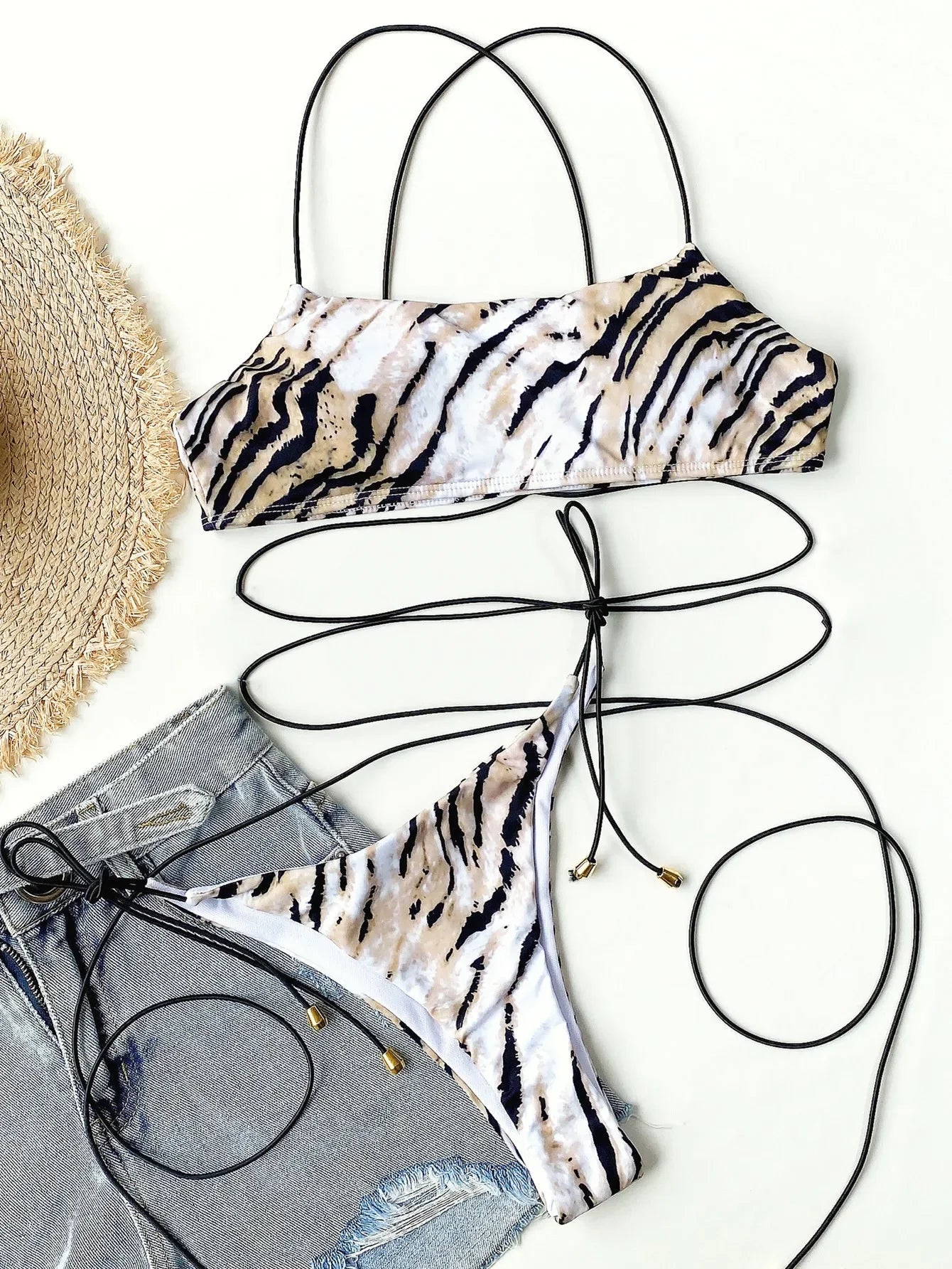 Bikini Leopard Bandage Swimwear Swimsuit Women Bikinis Set Bathing Suit Beach Bikini Female