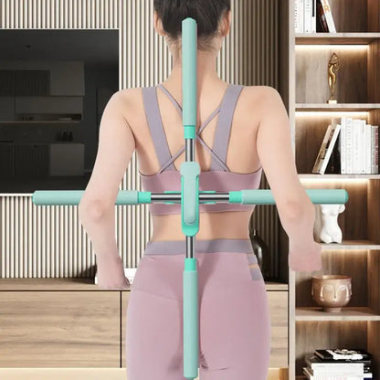 Yoga Stick Hunchback Corrector 80cm Stainless Steel Body Figure Training Stick Cross Open Back Standing Gym Home Sports Equipment