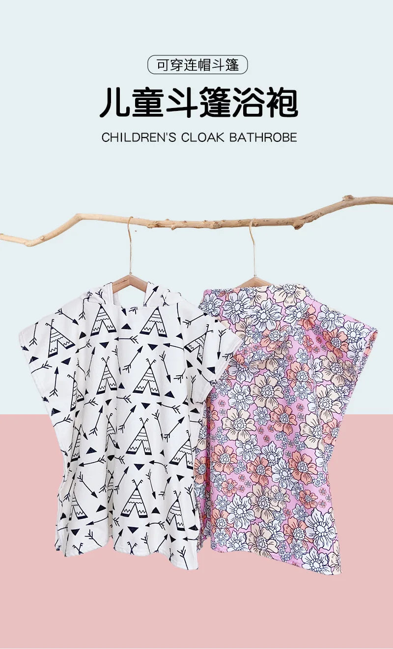 Beach Towel for Boys Girls Hooded Bath Towel Wrap Toddler Pool Towel with Hood Microfiber Absorbent Sweat-absorbent Swim Robe