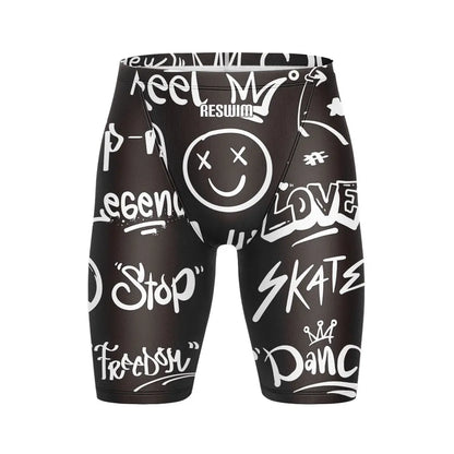 Men's Swim Jammer Athletic Practice Knee-Length Swimsuit Shorts Beach Tights Shorts Swim Pool Pants Swimming Trunks Swimwear