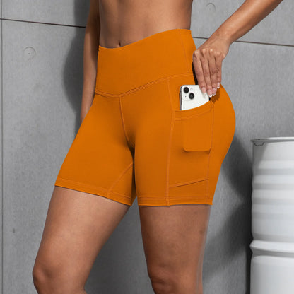 1/4PCS Women Side Pocket Yoga Short Leggings High Waist Squat Proof Fitness Pants Quick Drying Cycling Gym Leisure Sports Shorts