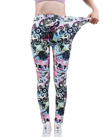 Floral Fashion Women Leggings Beautiful Leaf Floral Printing High Waist Jeggings Stretch Pant