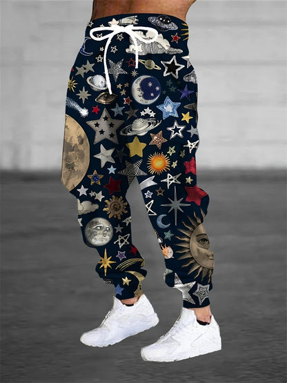 Men's Pants Stylish Abstract Print Outdoor Running Fitness Pants Relaxed Fit Comfortable Drawstring Sweatpants