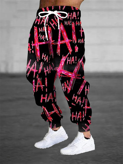 Men's Pants Stylish Abstract Print Outdoor Running Fitness Pants Relaxed Fit Comfortable Drawstring Sweatpants