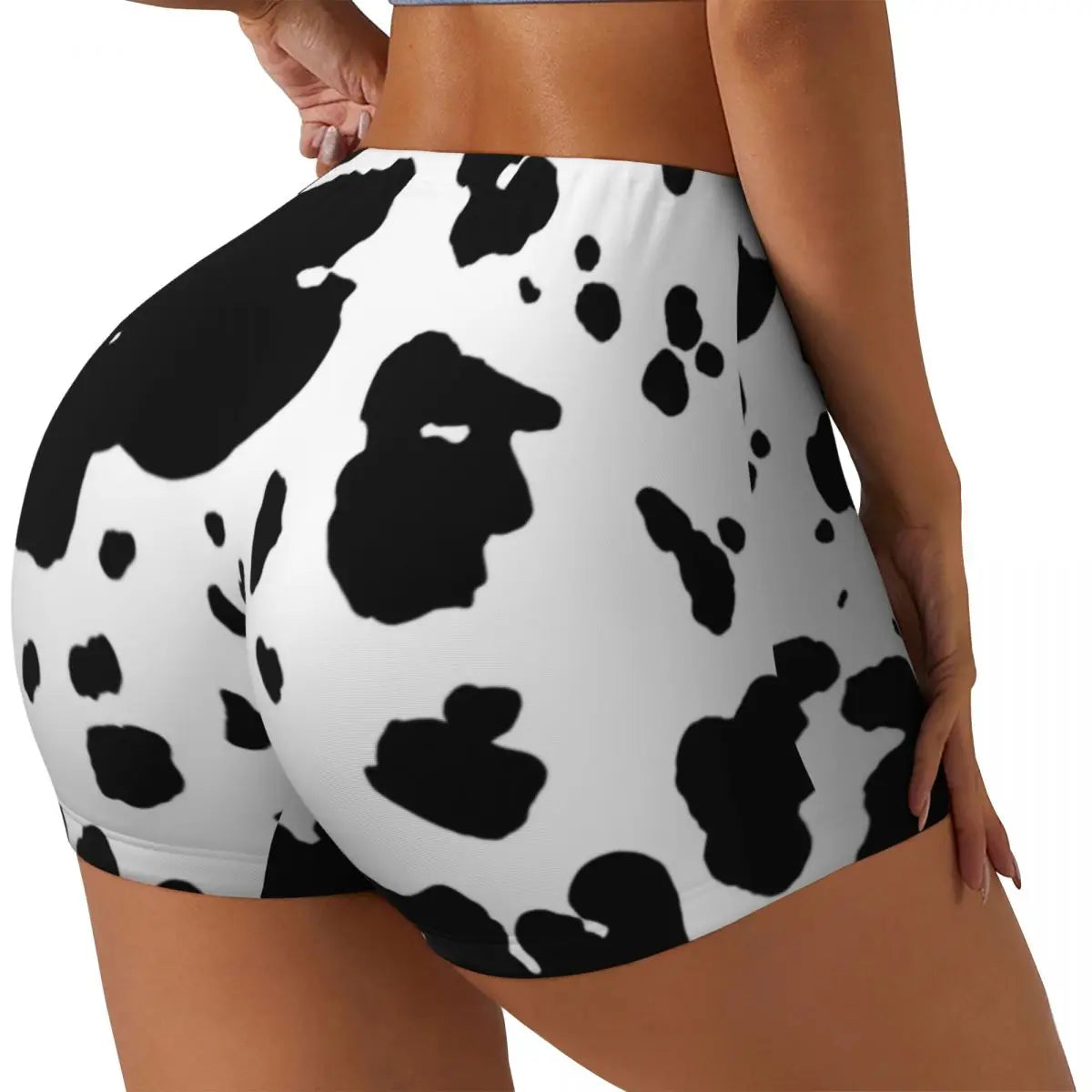 Color Pattern Black And White Pattern Yoga Shorts