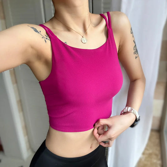 PofyBofy Build-in Bra Yoga Bra Breathable Yoga Crop Top Sports Crops Sports Bra Pilate Tops Soft Stretchy Beauty Back Bras Gym