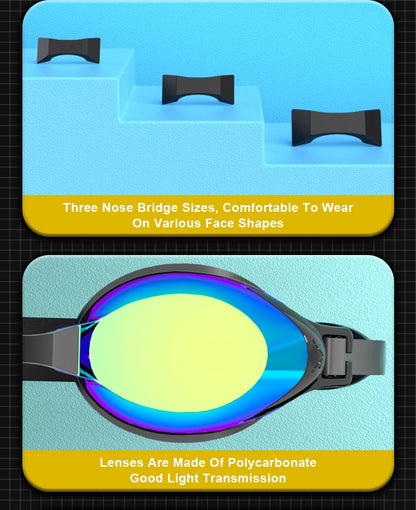 JSJM Swimming Goggles Adults Anti-fog UV Protection Lens Men Women Professional Silicone Adjustable Swimming Glasses Unisex