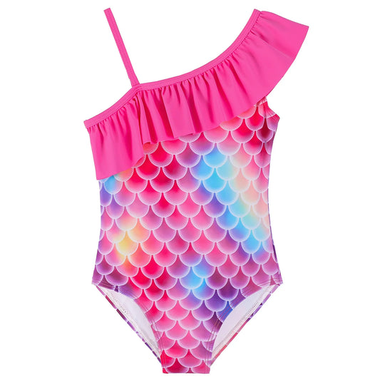 Kids Girls' Mermaid Swimsuit With One-Shoulder High-Stretch Fabric For Beach & Pool Swimwear For Youngsters Dresses Age For 3-10