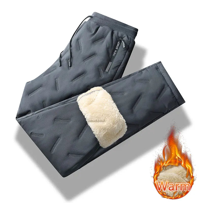 Winter Men Pant Cashmere Thicken Fleece Windproof Sweatpants Men Joggers Cotton Warm Pants Male Waterproof Thermal Trousers Winter