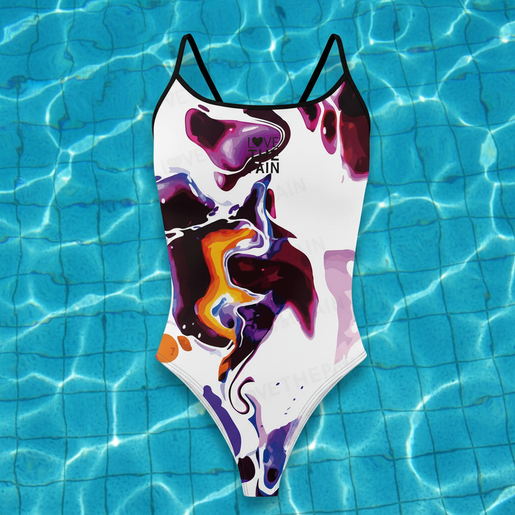 Love The Pain Ladies Thin Straps Swimsuit One-piece Triangle Athletic Sports Quick-drying Functional Training Swimsuit Women Bathers Pool Squad