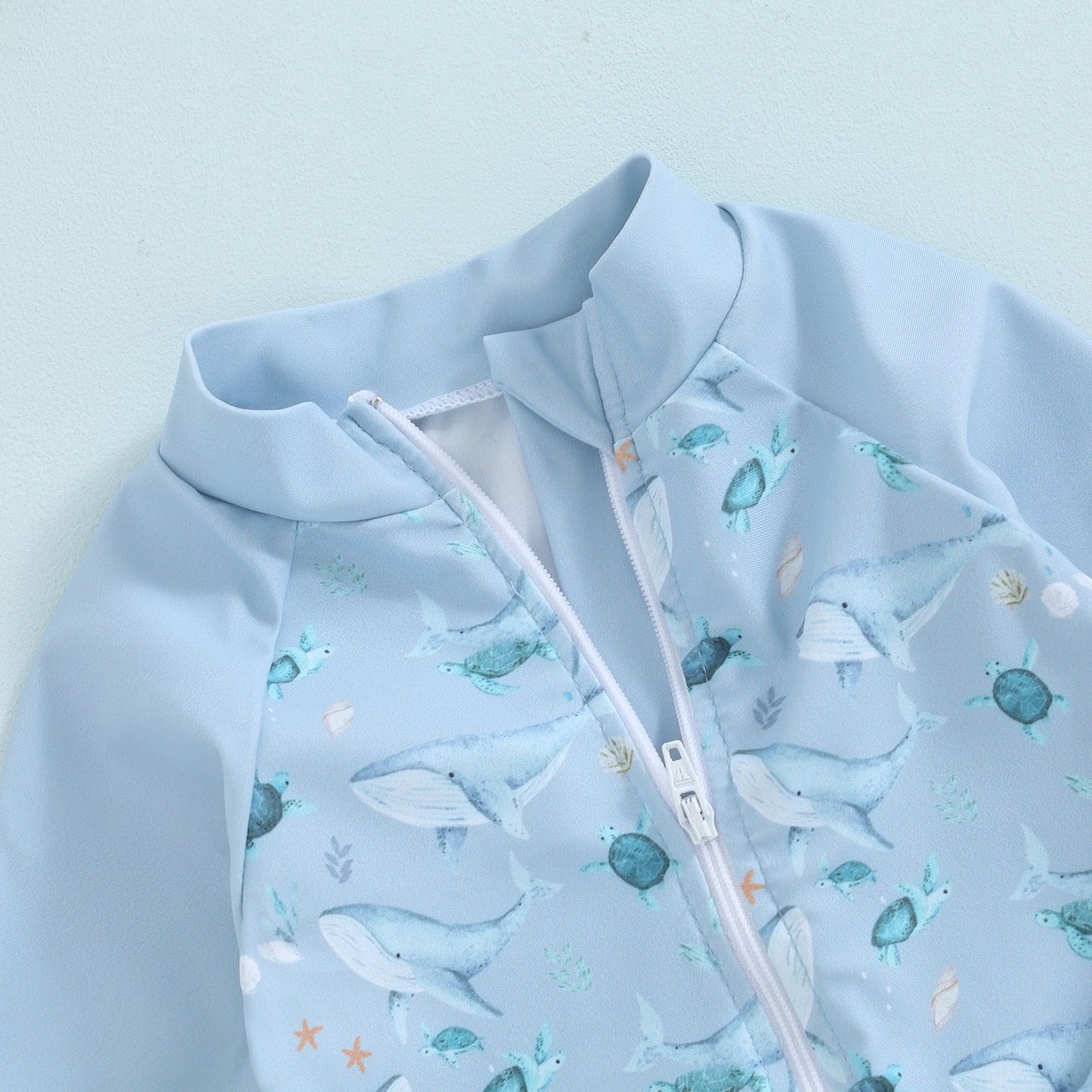Baby Boy Swimwear Cute Summer Kid Bikini Set Whale Print Long Sleeve Rash Guard Swimsuit Sun Hat Toddler Bathing Suit