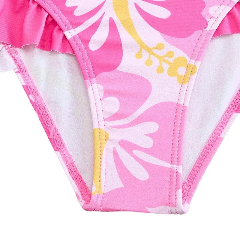 Pink Girls One Piece Swimsuit 7-12 Year Kids Swim Suit Children's Swimwear Flower Bathing Suits Beach Wear Bodysuit