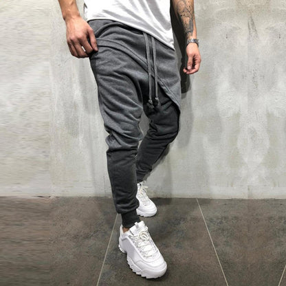 Men Harem Pants Ankle Tied Hip Hop Double Layer Running Baggy Pants Korean Casual Elastic Waist Trousers Sweatpants Tracksuits