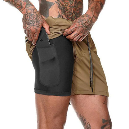 Sport Shorts Men Sportswear Double-deck Running Shorts 2 In 1 Beach Bottoms Summer Gym Fitness Training Jogging Short Pants