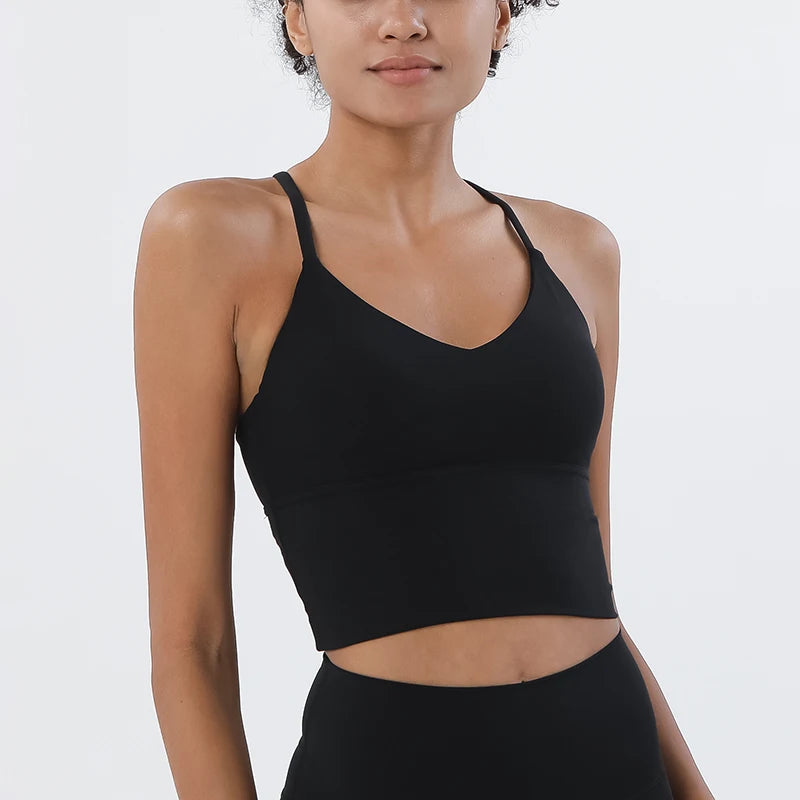 SOISOU Women's Longline Sports Bra with Removable Pads