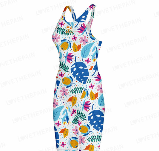 Love The Pain One Piece Women Pro Sport Swimwear Professional Knee Length Training Race Swimsuit Summer Bikini Beach Wear