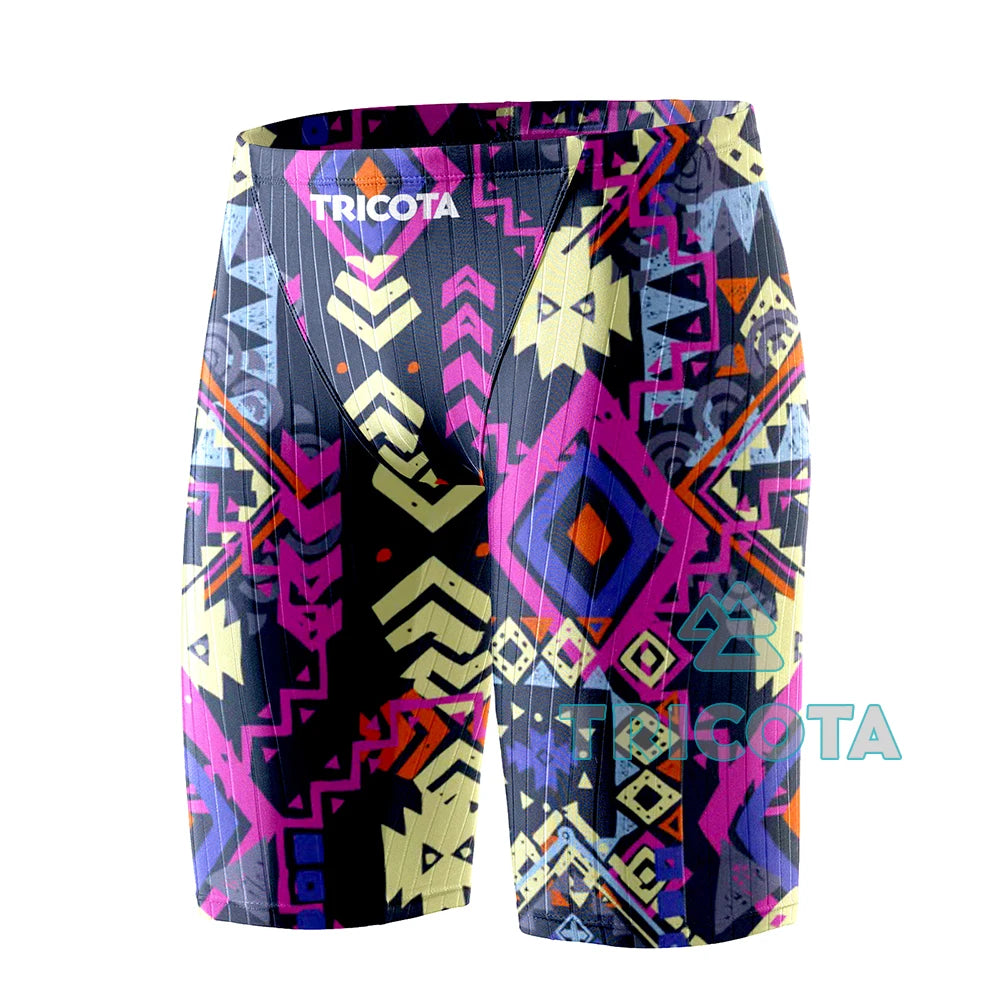 Men Jammers Swimsuit Competitive Swim Team Suit Quick Dry Swimwear Athletic Training Swimming Shorts Beach Tight Surfing Trunks