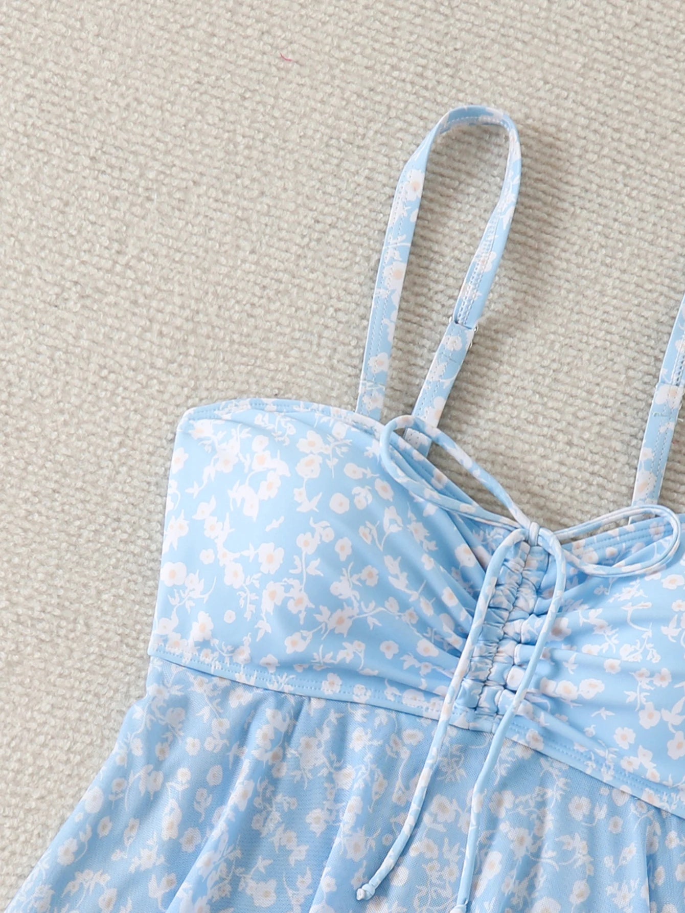 Ruffle Tankini Two Pieces Strappy Swimsuit Women Drawstring Swimwear Female Bathers Bathing Swimming Swim Suit Beachwear