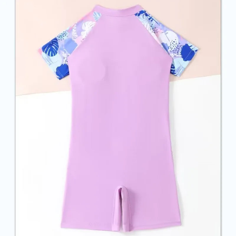 Purple Girls One Piece Swimsuit 6-12 Year Kids Swim Suit Teenage Children's Swimwear 2025 Sports Bathing Suits Surfing Bodysuit