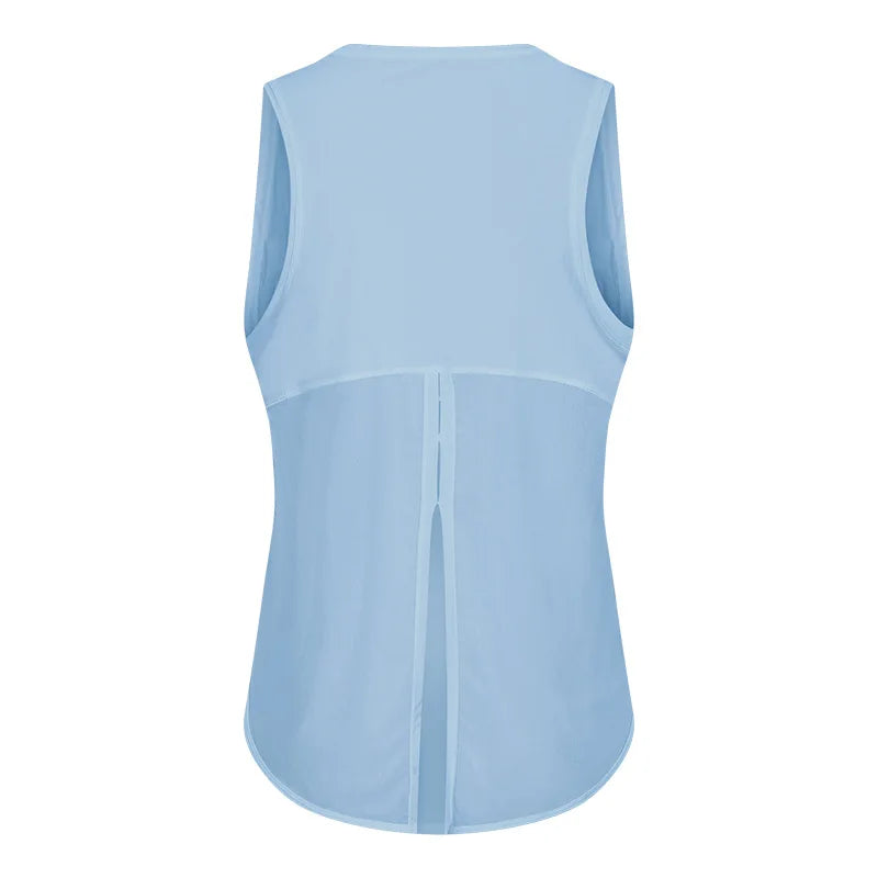 Women Summer  Open-Back Yoga Vest for  Loose-Fit and Moisture-Wicking Sleeveless   Running Fitness Shirt