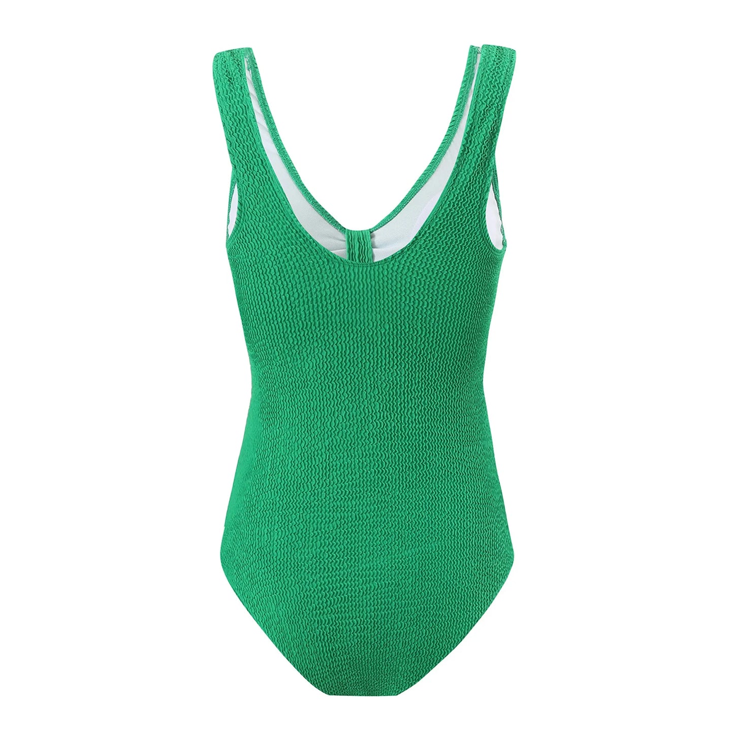 Womens One Piece Swimsuit Swim Leotard Sleeveless Low U Back Soft Cup Textured Monokini Bathing Suit for Beach Tropical Travel