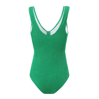 Womens One Piece Swimsuit Swim Leotard Sleeveless Low U Back Soft Cup Textured Monokini Bathing Suit for Beach Tropical Travel