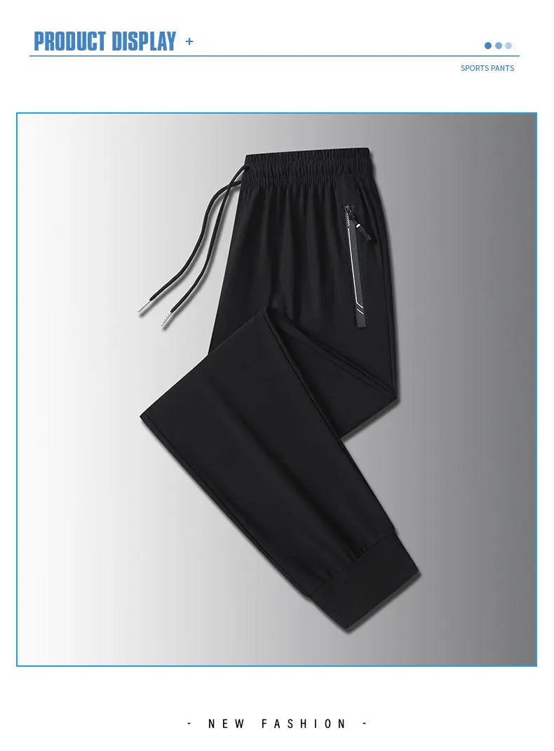 Running Pants Jogging Casual Summer Thin Elastic Sweatpants Quick Dry Ice Silk Straight Pants Sports Gym Breathable Men Trousers