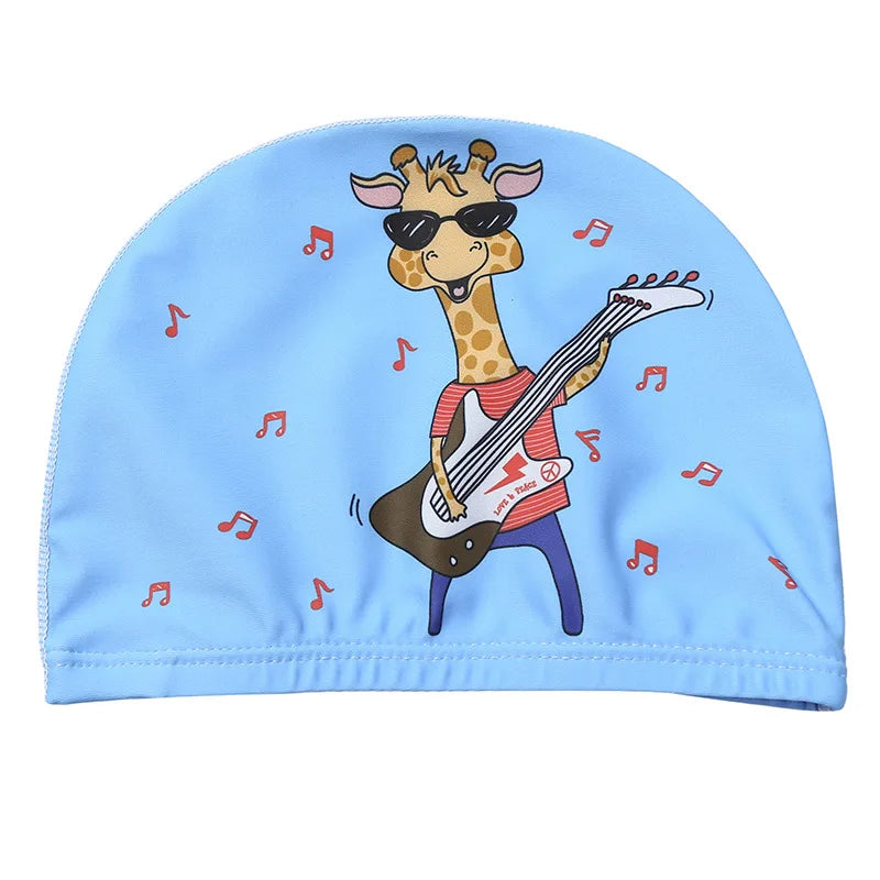 Children Cartoon Swimming Cap Kids Elastic Fabric Swimming Pool Water Sport Protect Ears Hat Swim Bathing Hats Caps Boys Girls