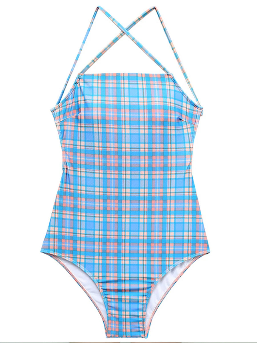 Lattice Drawstring Swimsuit One Piece Swimwear Women Bathing Swimming Backless Bodysuit Summer Beachwear