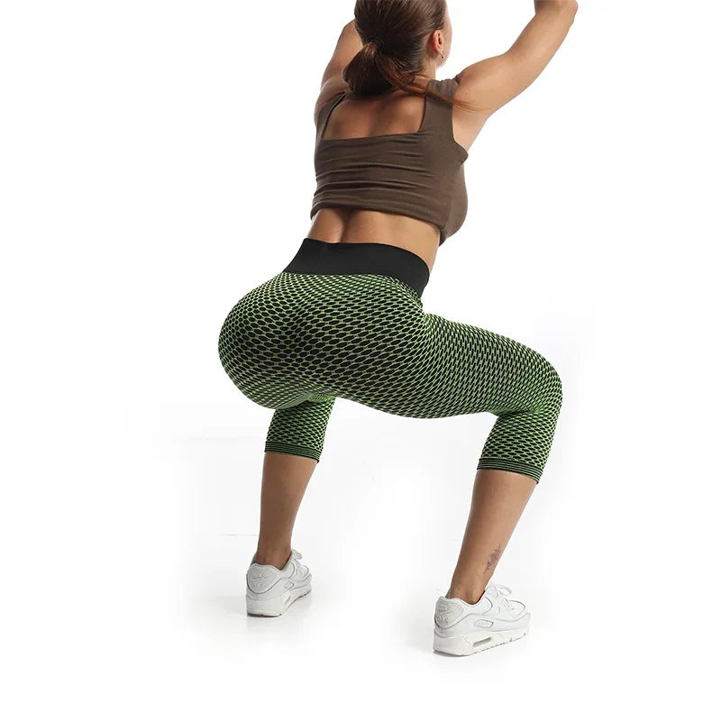 YSDNCHI Push Up Leggings Breathable Workout Capris Sport Leggins Seamless High Waist Mid-Calf Women Gym Fitness Yoga Clothing