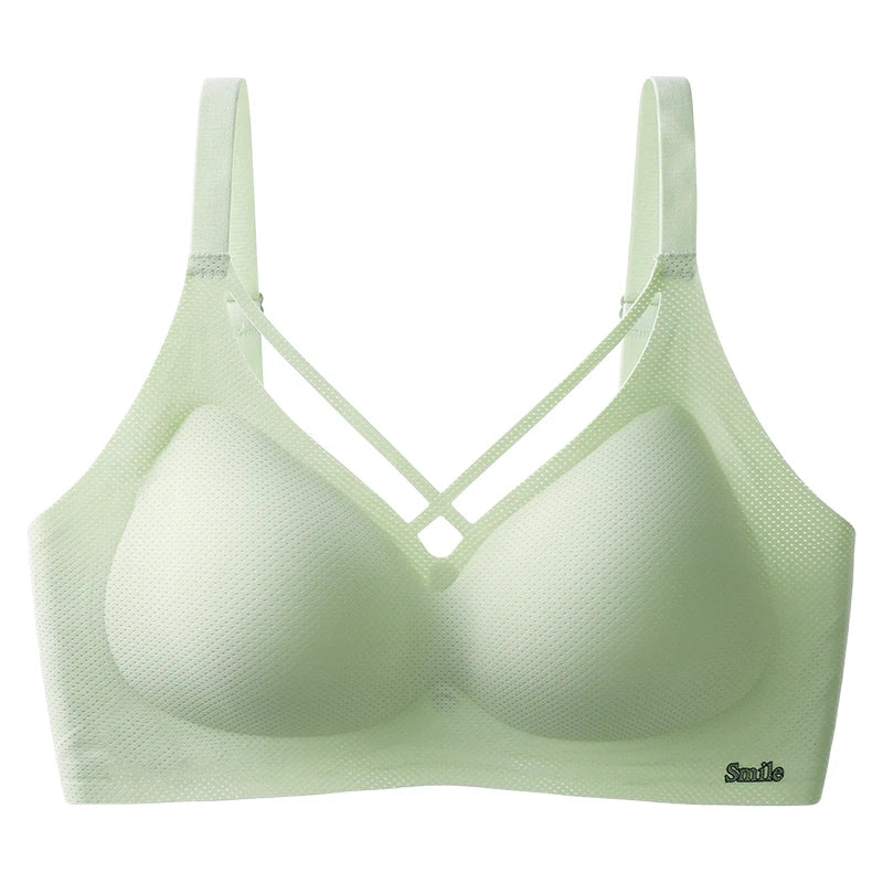 Traceless Semi-Fixed Cup Lingerie Thin Gel Soft Support Anti drops Adjustability No Steel Ring Super Soft Solid Color Bra 5XL 6XL