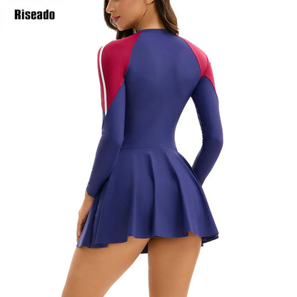 One Piece Swim Dress Body Cover Swimsuits for Women Sport Bathing Suit Swimdress Skirt Korean Style Indoor Pool