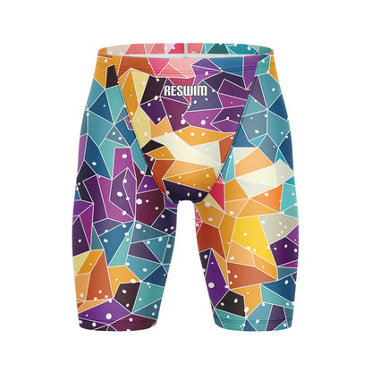 Mens Summer Swim Jammer Quick Dry Swimsuit Print Swimming Beach Tights Shorts Surfing Trunks Men's Swimwear Sports Training Pants