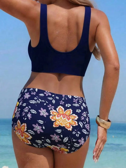 Strappy Print Bikini Women High Waist Triangle Swimwear Female Swimsuit Bathers Bathing Swimming Suit Padded Beachwear