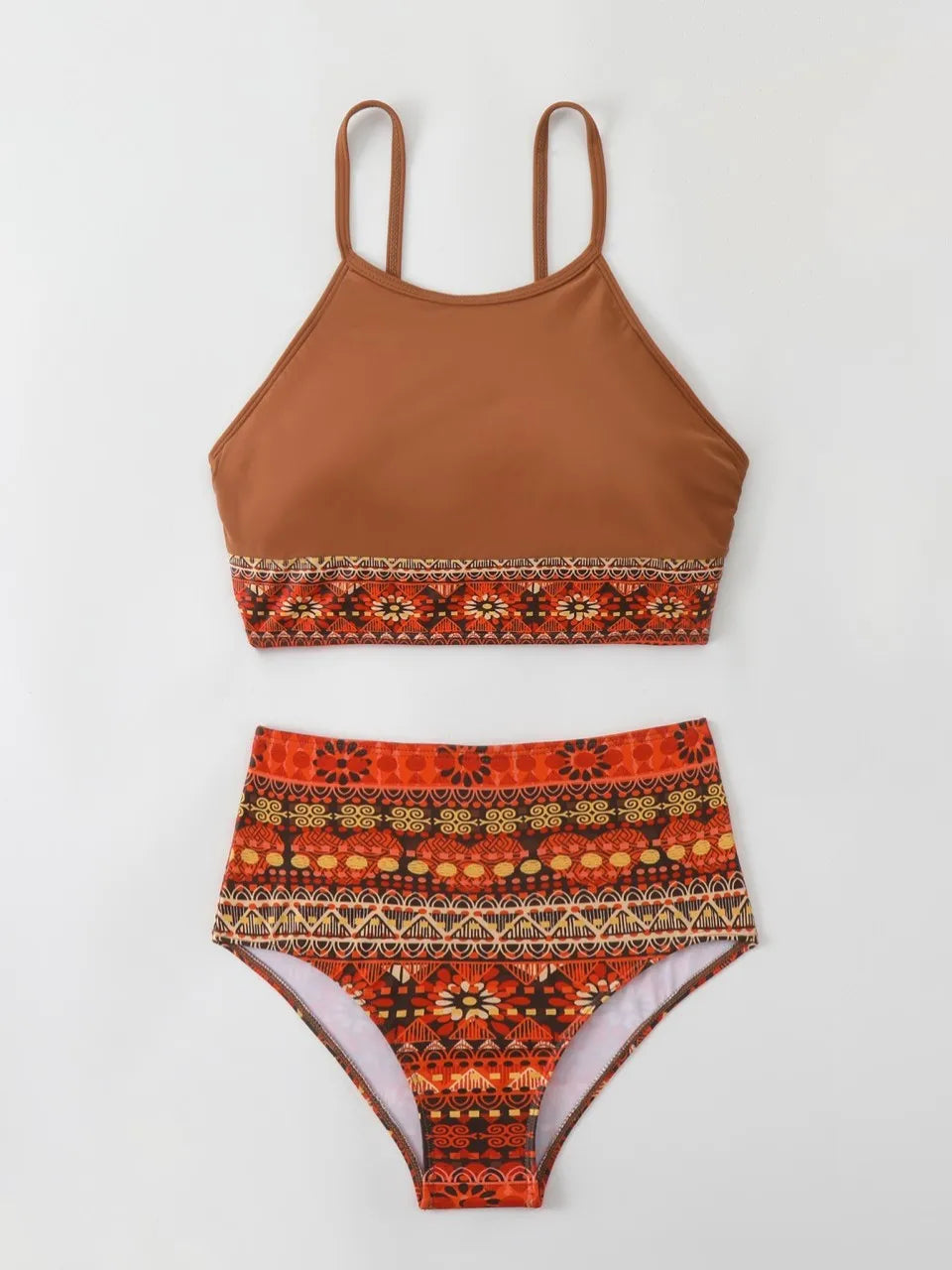Strappy Bikini Set Women High Waist Swimwear Female Tribal Print Swimsuit Bathers Bathing Swim Suit Padded Beachwear