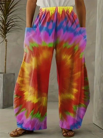 Women's Wide-legged Pants Exquisite Fun Colours Printing Pants Multi Options