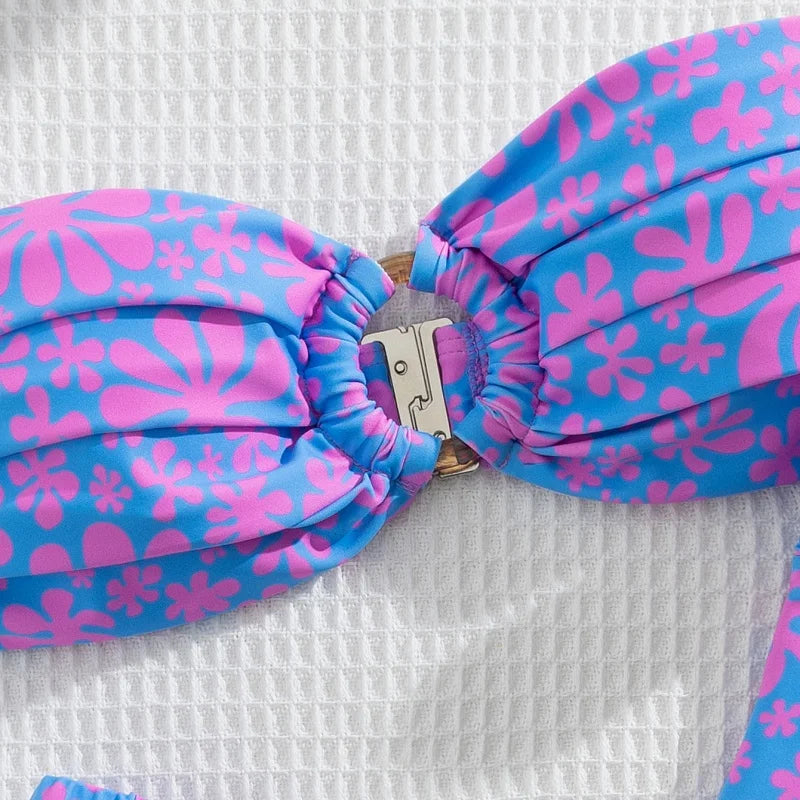Micro Bikini Push Up Women Swimsuit Fashion Print Bikini Set Split Swimwear Summer Beachwear Lady Bathing Suit 2 Piece