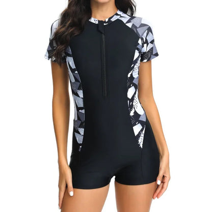Summer Zipper One-Piece Swimsuits Closed Women Swimwear Sports Swimming Wear Body Bathing Suits Beachwear Pool Bather