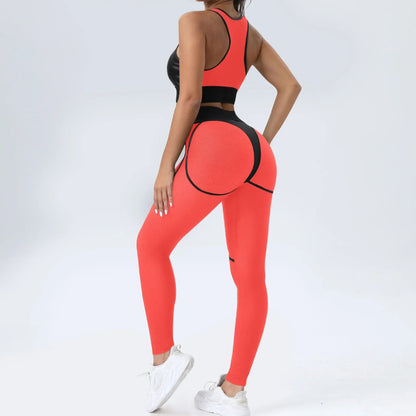 Bright Solid Colour Options Gym Set Women Mesh Suit for Fitness Sportswear 2024 Tracksuit Yoga Clothes Transparent 2 Piece Sets Women Outfit Black Pink